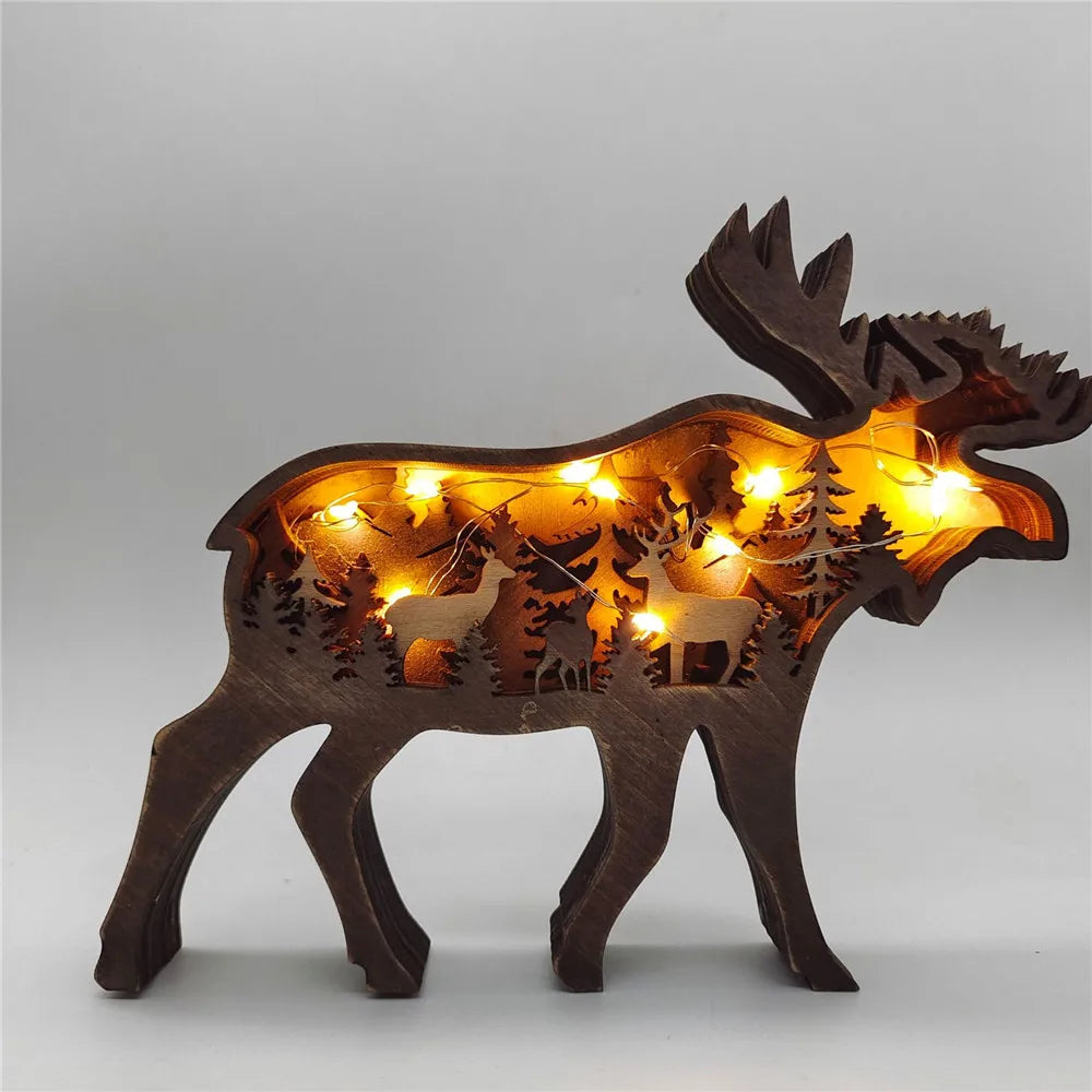Holz-Ornament | Deko | LED-Licht | Tierformen