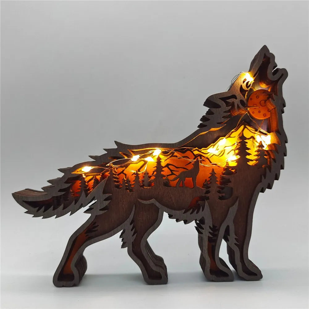 Holz-Ornament | Deko | LED-Licht | Tierformen