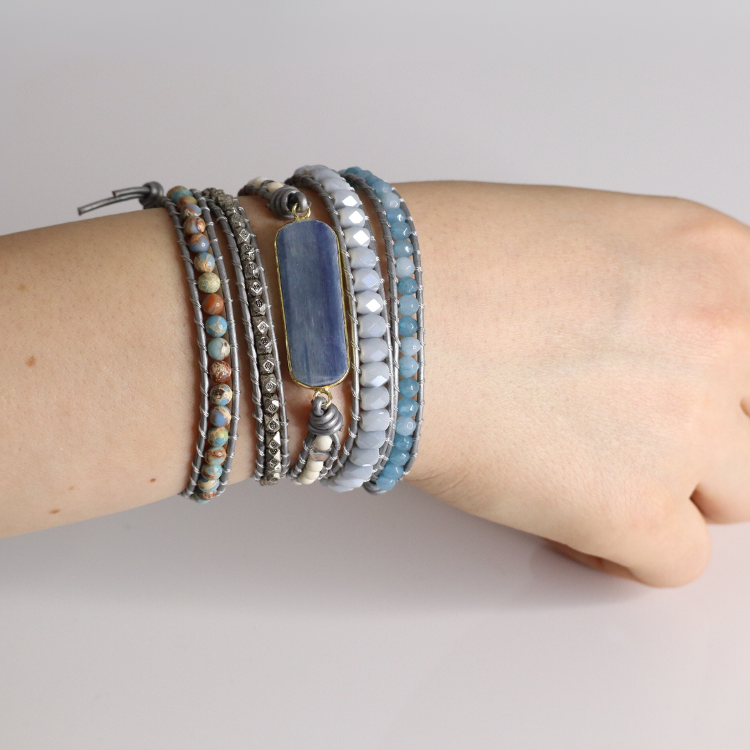 Healing Blue Topaz Wrap Bracelet | Bohemian | 100% handmade 