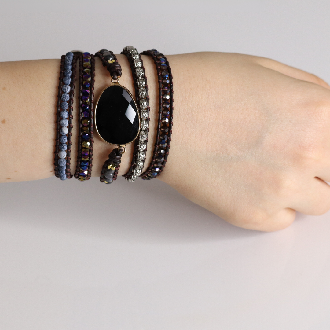 Power Onyx Wrap Bracelet | Bohemian | 100% handmade 