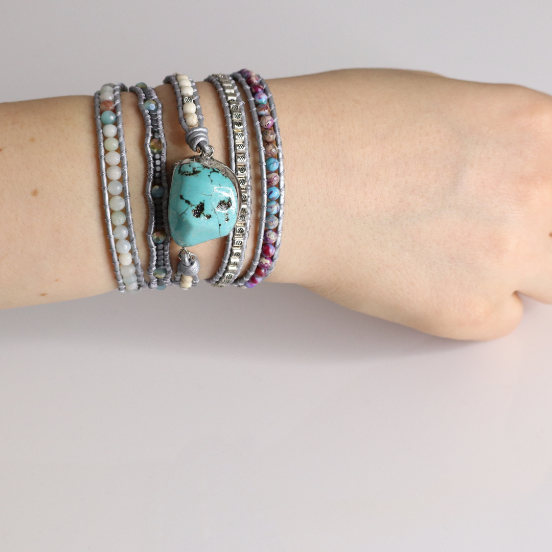 Healing Turquoise Wrap Bracelet | Bohemian | 100% handmade 