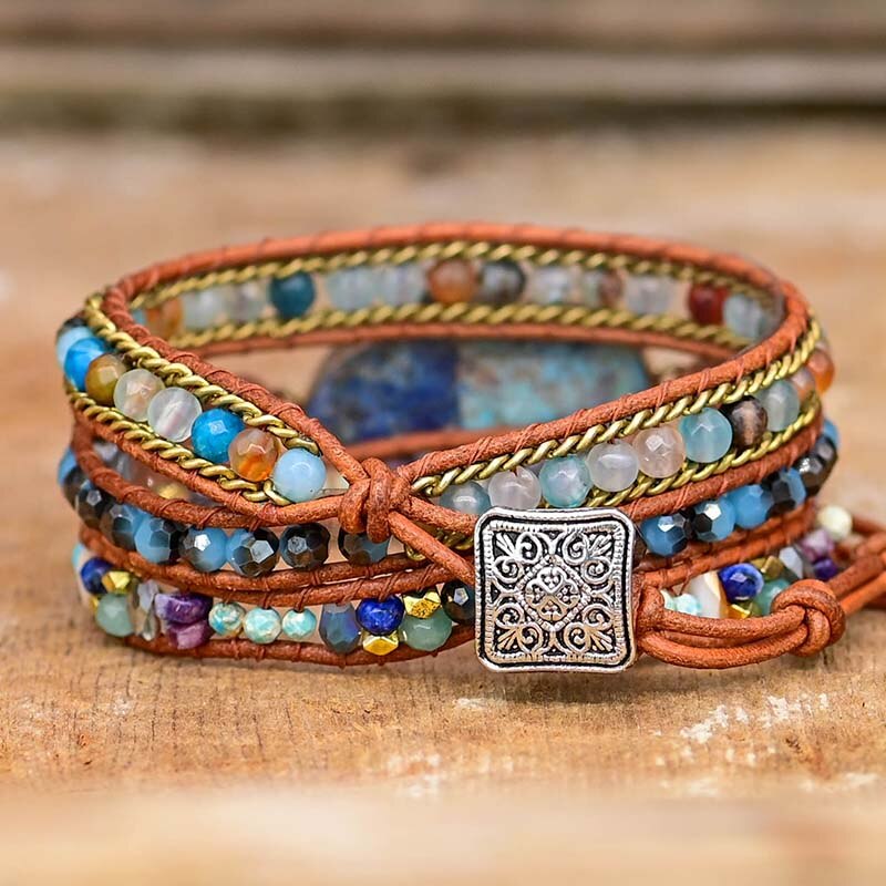 Blue Hand of Fatima Turquoise Bracelet | Wrap Bracelet | Bohemian