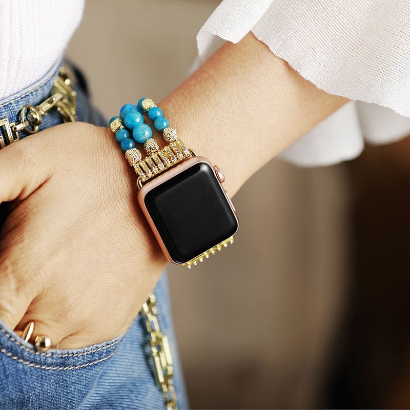 Apatite Luster Stretch Apple Watch Bracelet | Bohemian | 100% handmade